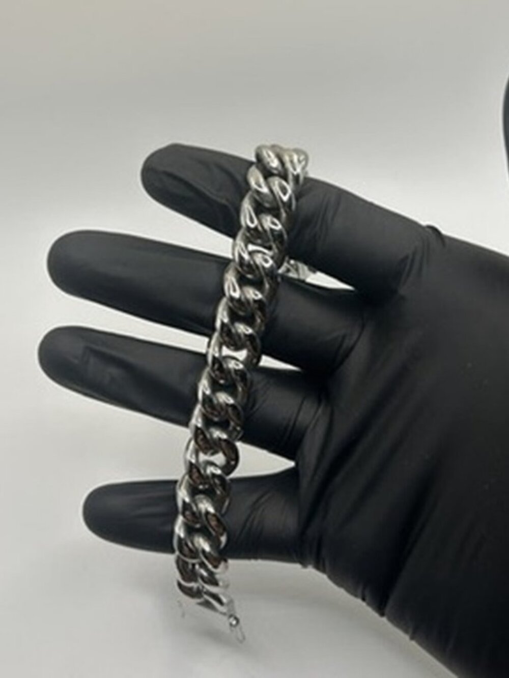 Waterproof Silver Cuban Bracelet 14mm 7 Inch Durable Mens Solid Stainless Steel